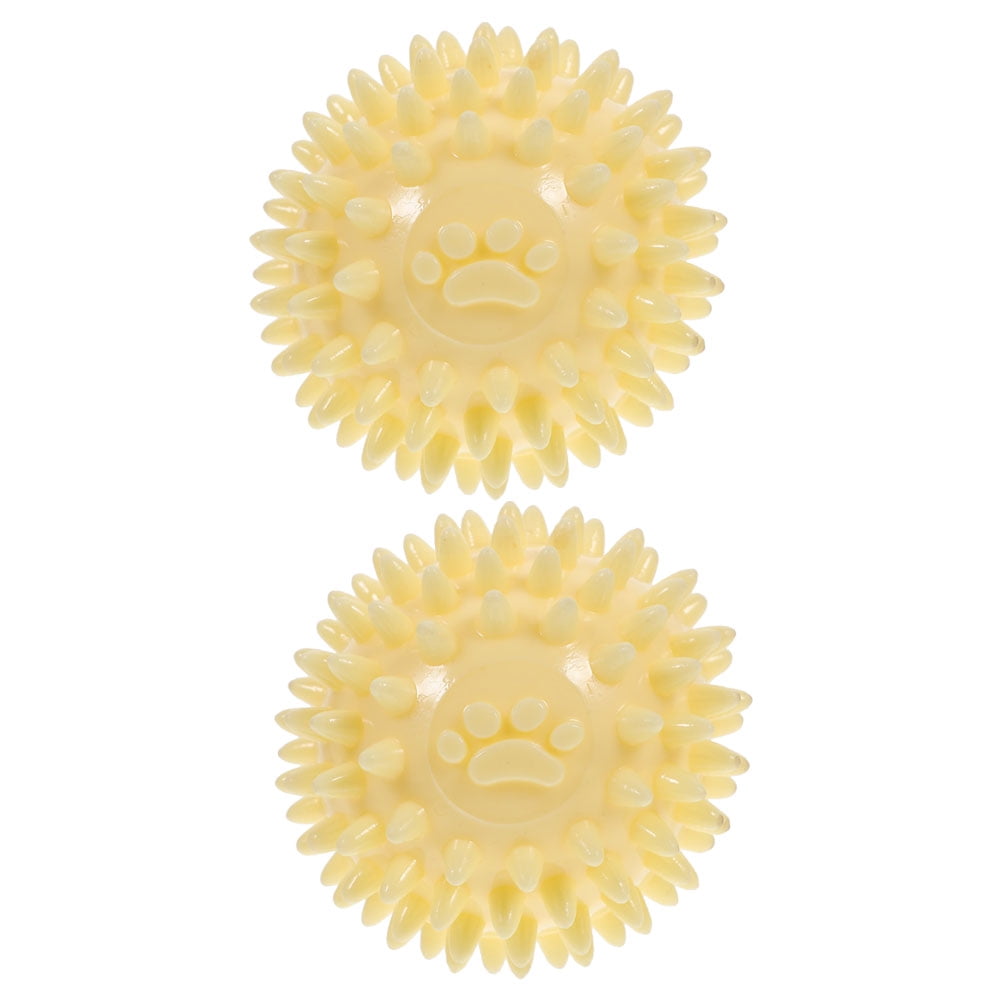 OFFIGAM 2Pcs Yellow Dog Grinding Ball Made of Tpr Material for Chewing and Home Furniture Safety