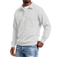 thumbnail image 5 of Mens Thick Long Sleeve Polo Shirt with Chest Pocket Polo Collar Ribbed Trim,XL, 5 of 7