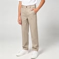 thumbnail image 3 of OGLCCG Boys' Stretch Pull on School Uniform Pants Kids Elastic Waist Straight Leg Twill Pants with Pockets Solid Color Dress Suit Pants 5-14 Years, 3 of 8