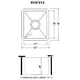 thumbnail image 3 of Ruvati 13 x 15 in Undermount Bar Prep 16 Gauge Kitchen Sink Corners Single Bowl, 3 of 10