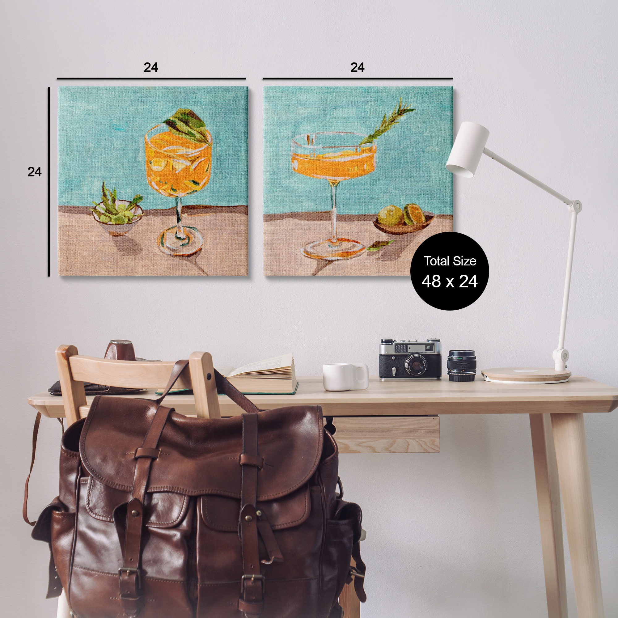 Stupell Industries Orange Cocktail Still Lifes Food & Beverage Painting Wrapped Canvas Art Print Wall Art, 24 x 24, Set of 2