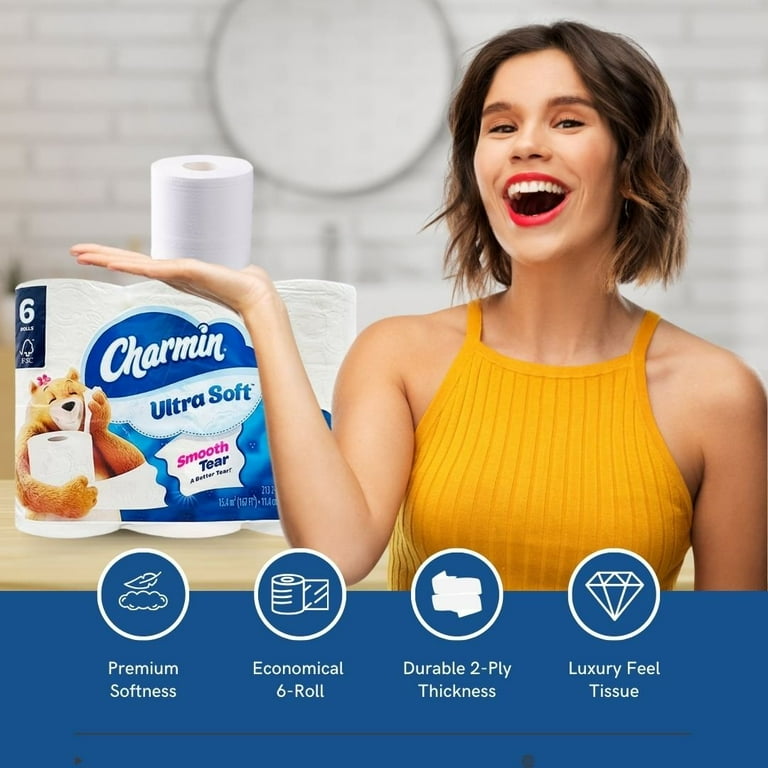 Charmin 2-Ply Ultra Soft Toilet Paper, Smooth Tear, Septic Safe, 6