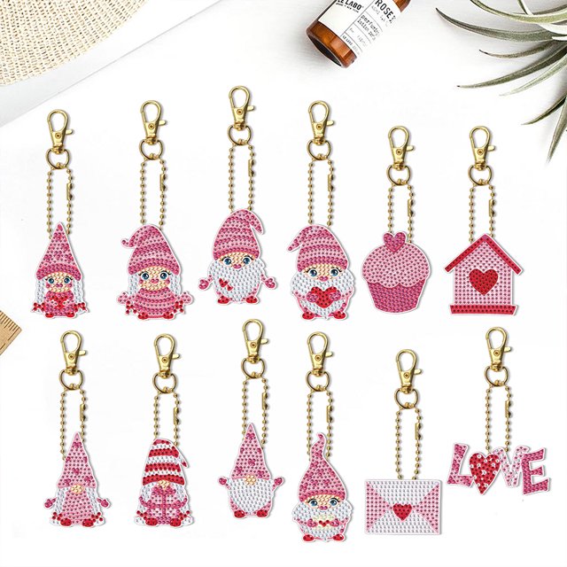 Cuadros Decorativos 12 Uds. De llaveros de arte con diamantes, sombrero rojo de doble cara, gnomo para niños, adultos, fiesta en casa DQrwqpou embutido en tela