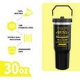 thumbnail image 3 of 30 Oz Boss Tumbler with Top Handle and Flip Straw, Black Stainless Steel Double Walled Vacuum Insulated Cup, Office Farewell Gifts for Manager, Mentor, Leader Women Men 1PC, 3 of 6