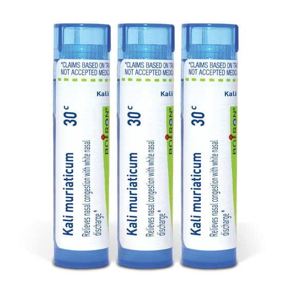 Boiron Kali Muriaticum 30C, Homeopathic Medicine for Nasal Congestion With White Nasal Discharge, 3 Count (3 x 80 Pellets)