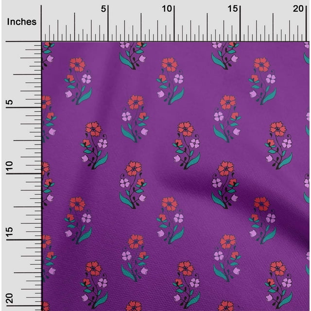 oneOone Georgette Viscose Tissu Feuilles & Floral Bloc Tissu Imprimé 1 Yard 42 Inch Wide