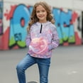 thumbnail image 3 of Xoenoiee Axolotl Strawberry Flower Print Girls Quarter Zip Hoodie Pullover Long Sleeve Shirts Half Zip Sweatshirt Casual Crop Top Trendy Clothes, 9-10 Years, 3 of 7