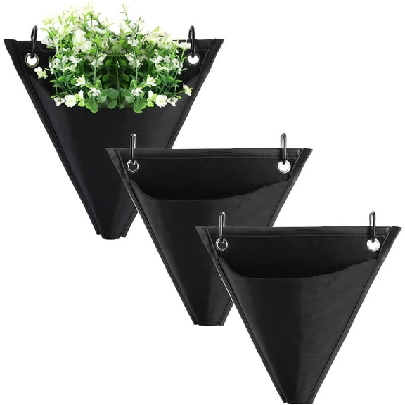 3 Piece Wall Hanging Triangle Flower Planter Set for Home and Garden Decor