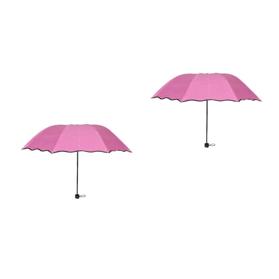 SOPOTUTU Folding Pink Parasol with High-Density Uv Coating and Unique Rain-Activated Patterns 2Pcs