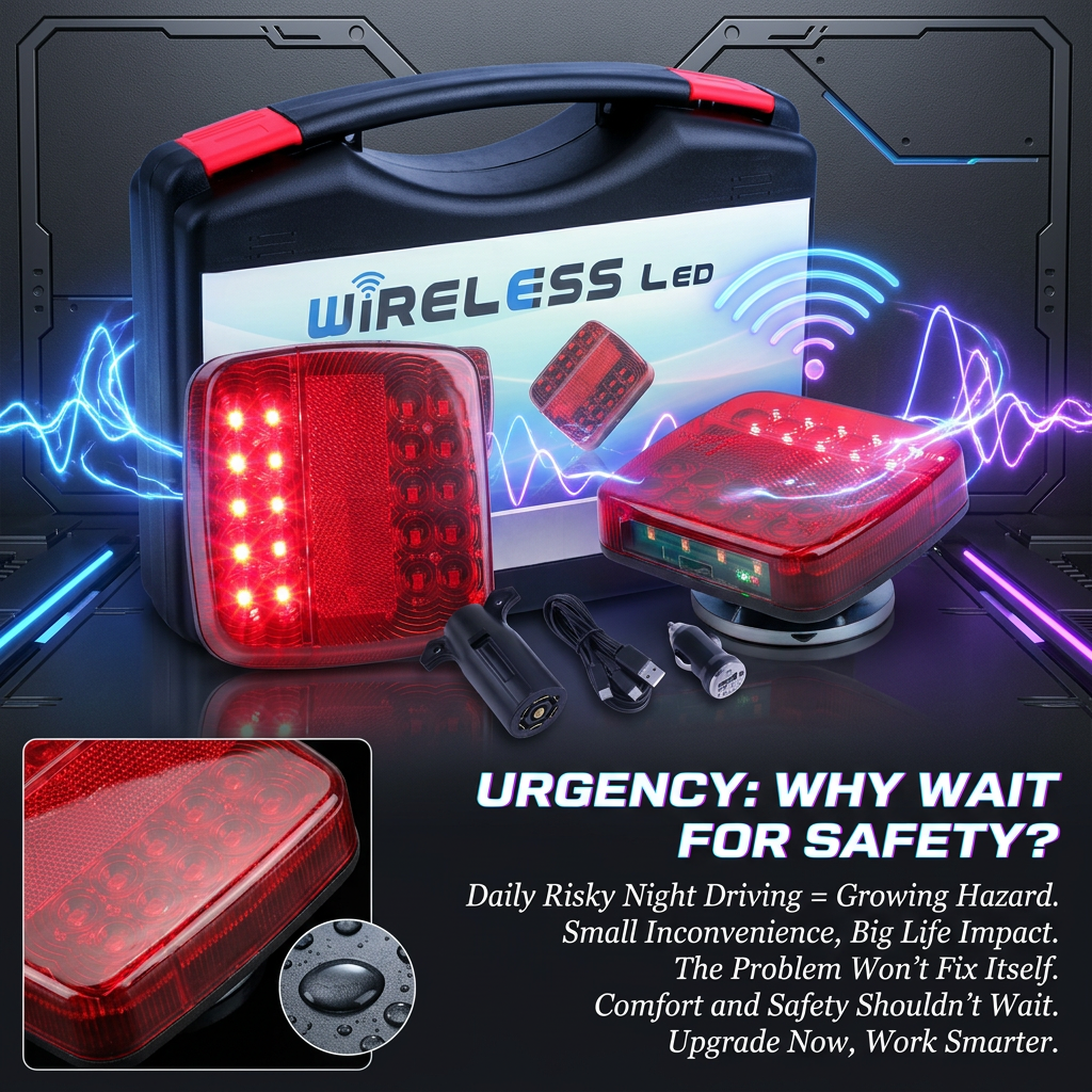 Beslands Wireless Trailer Lights Magnetic, Rechargeable LED Towing Tail Lights Kit, Waterproof Portable Magnetic Tow Lights for Truck, Boat, RV