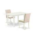 thumbnail image 2 of East West Furniture Norfolk 3-piece Dining Set with Linen Seat in Linen White, 2 of 6