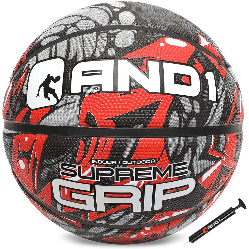 AND1 Supreme Grip Rubber Basketball & Pump Official Size 7 (29.5