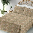 thumbnail image 3 of Ambesonne Floral Fitted & Flat Sheet with Shams 4 Pcs Set, Garden Theme Hibiscus Sketch, King, Tan Pale Yellow Rose, 3 of 5