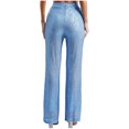 thumbnail image 5 of iiniim Women's Sparkly Sequin High Wasit Pants Straight Wide Leg Trousers for Club Party Light Blue L, 5 of 7
