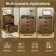 thumbnail image 4 of 3-in-1 Vanity Desk with Lighted Mirror & Stool, Flip Top Makeup Dressing Table with Storage, Compact Vanity Set for Small Spaces, Bedroom, Walnut, 4 of 9