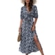 thumbnail image 5 of Vestido de manga farol ANGGREK con nudo floral cuello en V y mangas abullonadas estampado, 5 of 6