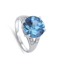 thumbnail image 4 of CHOOSE YOUR COLOR Simulated Aquamarine Solitaire Elegant Ring Sterling Silver Band Blue CZ Female Size 9, 4 of 4