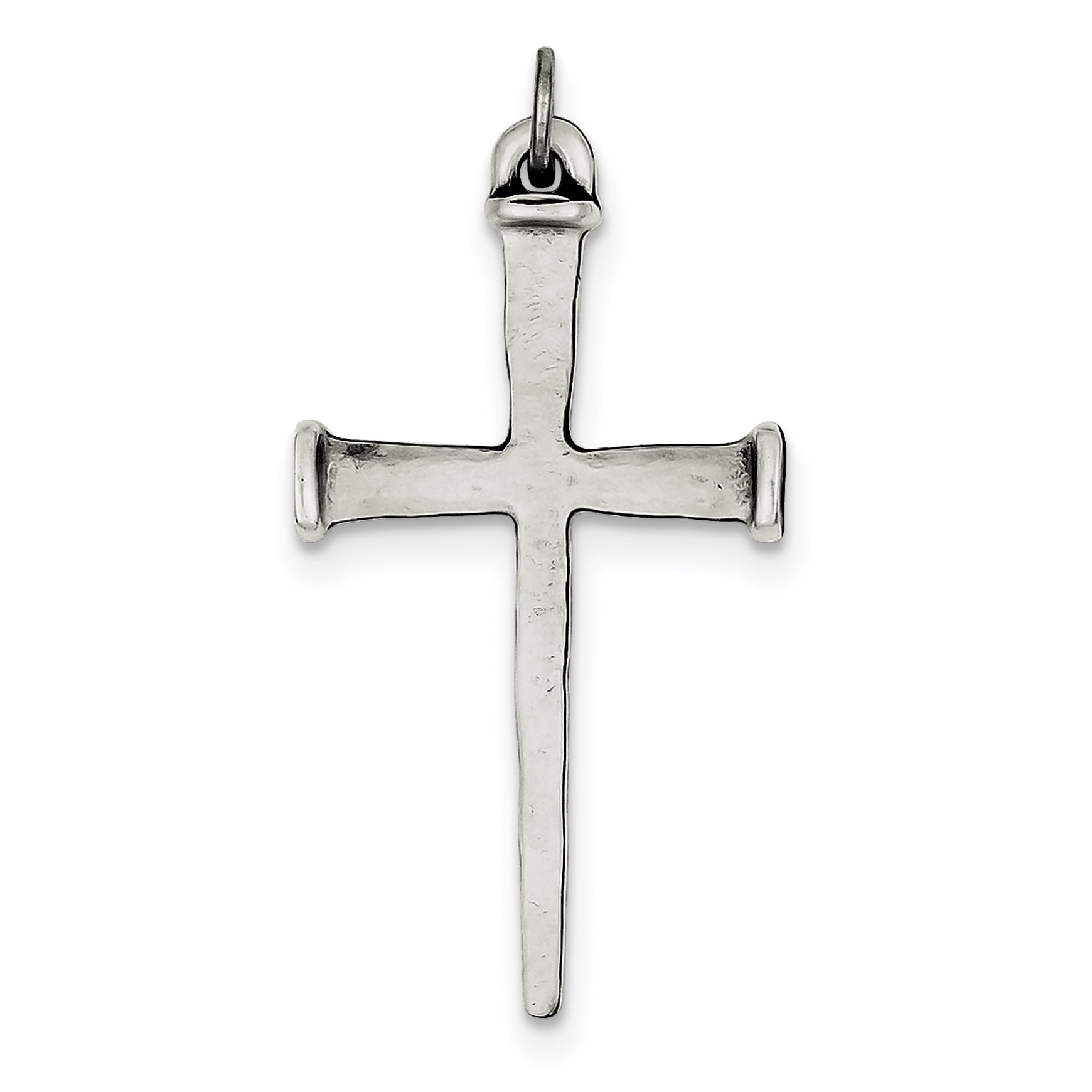 Carat in Karats Sterling Silver Antiqued Nail Cross Pendant