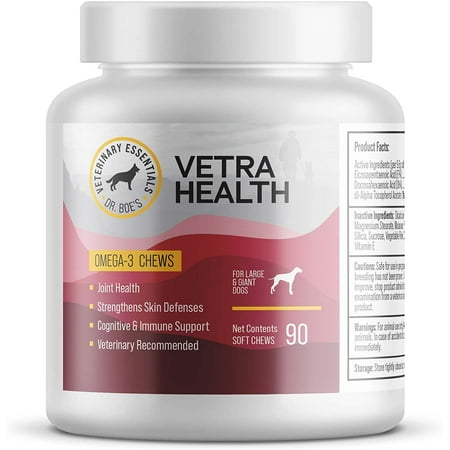 VetraHealth Omega Complete Skin, Joint, Cognitive & Immune System Support for Dogs - Omega 3 Fish Oil, EPA & DHA - 90 Count