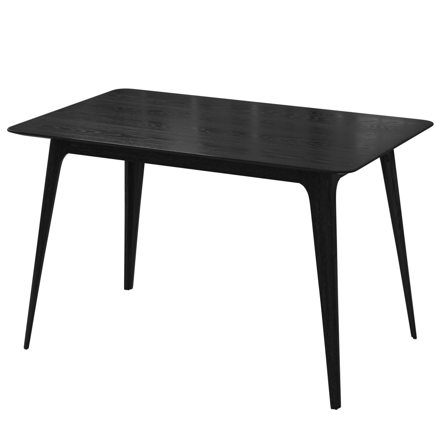 Lisonu Mid-Century Modern Dining Table, 47" Black Kitchen Table with Solid Rubberwood Legs for Small Spaces, Rectangular Faux Wood Top