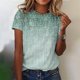 thumbnail image 1 of ICHUANYI Clearance Women's Fashion Printed T-shirt Short Sleeves Blouse Round Neck Casual Tops(Green, M) ICHUANYI WER2023080705443, 1 of 4