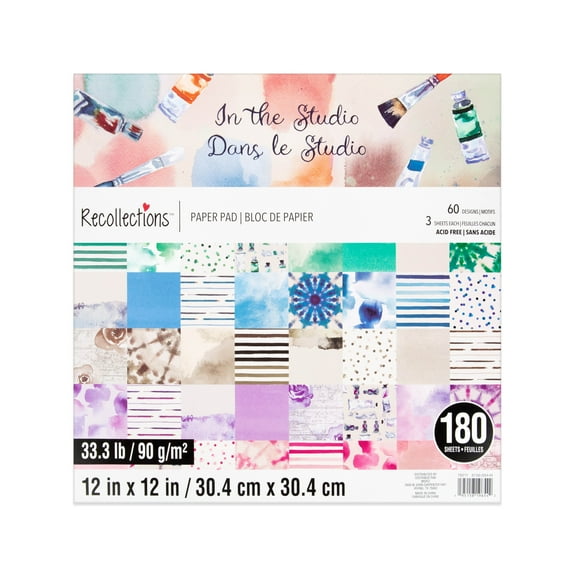 12" x 12" In the Studio Paper Pad by Recollections – Acid and Lignin Free Paper for Scrapbooks - Arts & Crafts - 9 Pack