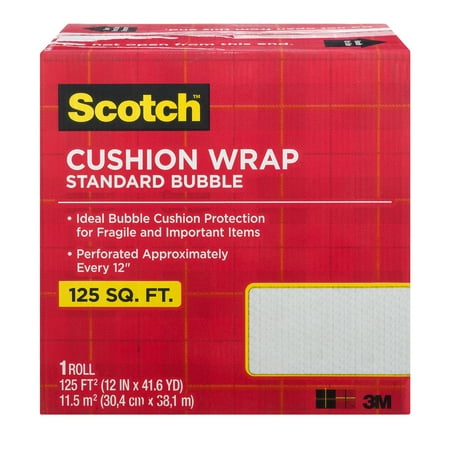 - Scotch Bubble Cushion Wrap Dispenser Box, 125ft. x 12in. Standard Bubble