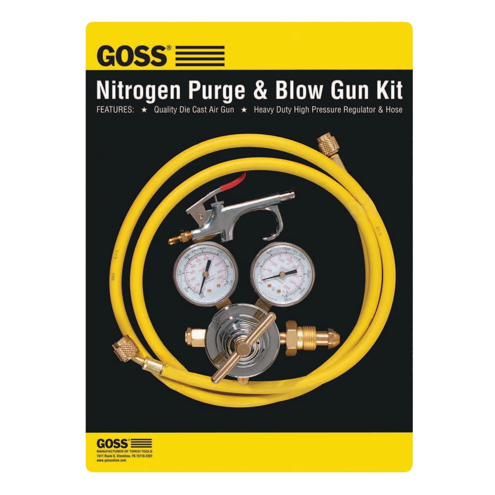 Goss Nitrogen Purge & Blow Gun Kits, High Pressure Regulator, 6 ft Hose