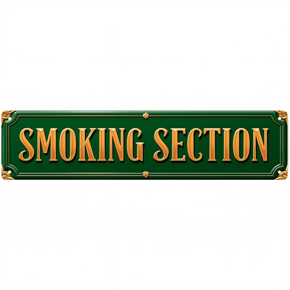 Smoking Section Tin Sign - 16x4 Inch - Great for Patio, Garage, Man Cave Decor - Vintage Tin Signs, Outdoor Decor