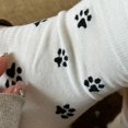 thumbnail image 3 of Women's 3-Pack Crew Socks with Allover Paw Print Pattern Soft Stretch Casual Sock Set - White, 3 of 6