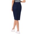 thumbnail image 3 of INSPIRE CHIC Denim Skirt for Women High Waist Split Back Pockets Knee Length Pencil Skirt XS Raw Denim Blue, 3 of 6