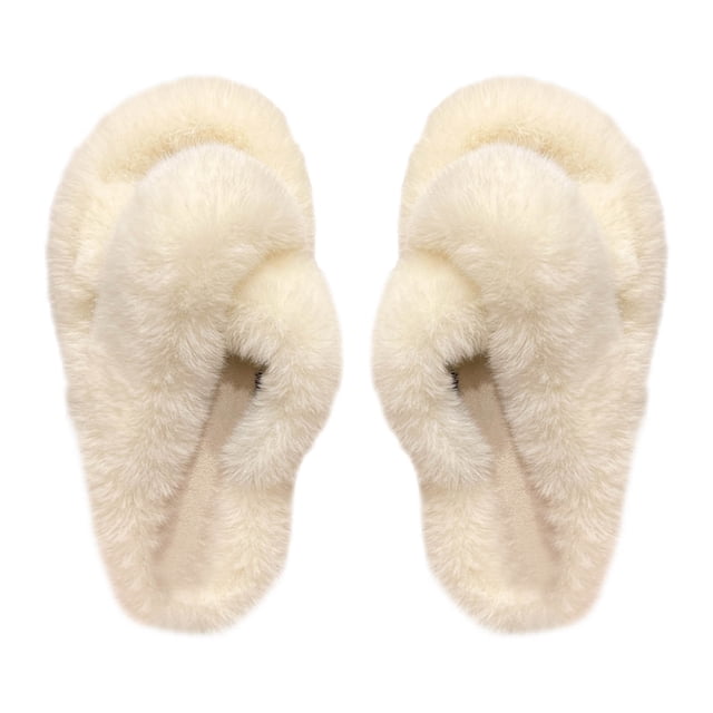 Zapatillas de casa para mujer, zapatillas peludas para mujer, zapatillas de casa peludas abiertas, zapatillas de invierno para mujer, construcción resistente