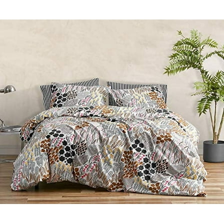 MARIMEKKO - King Duvet Cover Set, Cotton Percale Bedding with Matching Shams, All Season Home Decor (Pieni Letto Multicolor, King)