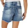 thumbnail image 2 of Royalty by YMI Womens 5'' Fray Hem Denim Shorts 6 Medium wash blue, 2 of 2