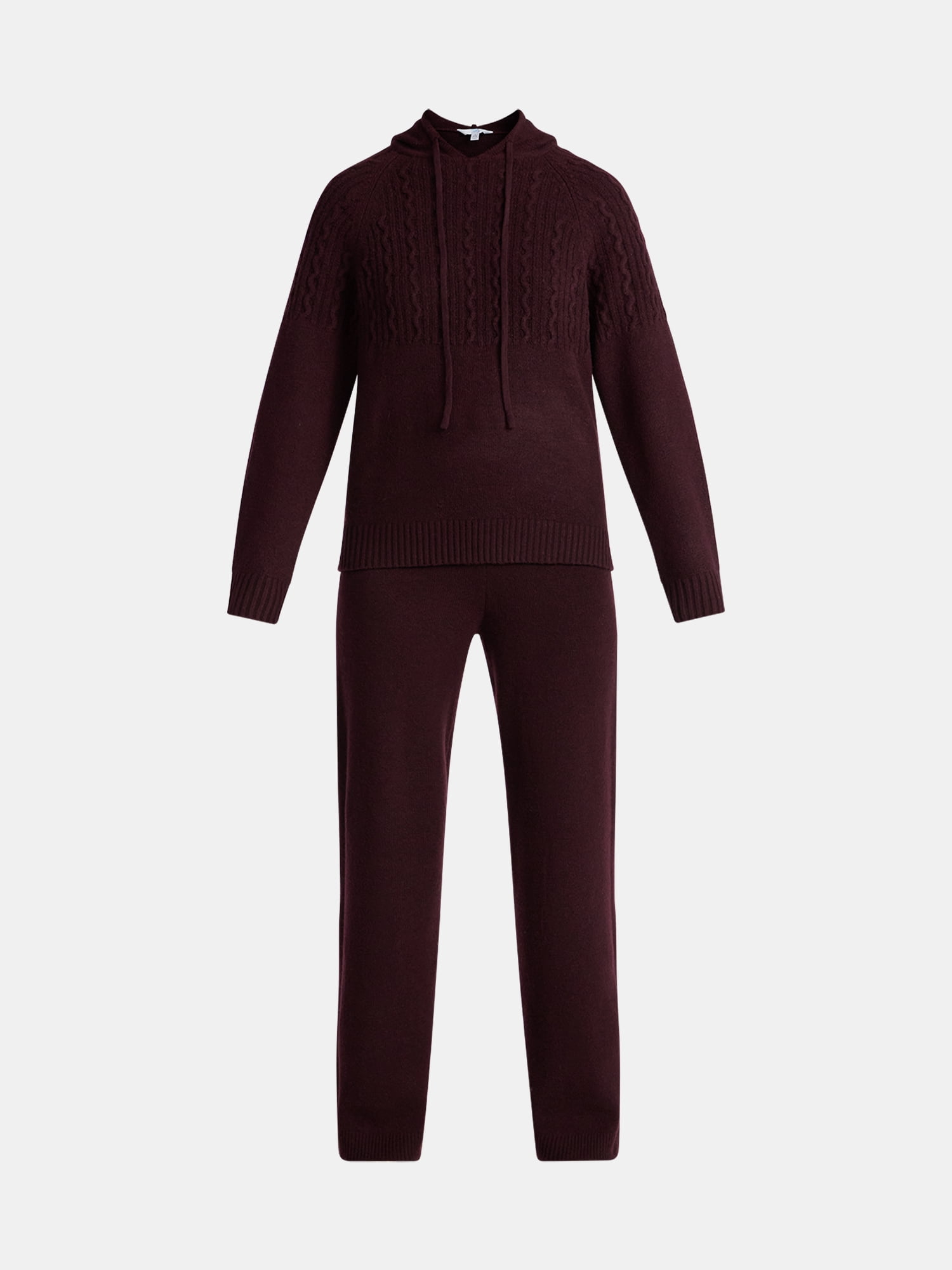 Time and Tru Women's Cable Knit Hoodie Sweater and Pants Set, 2-Piece, Sizes XS-XXXL
