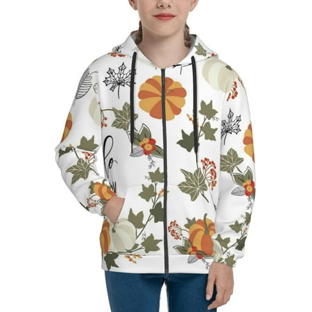 

Hoodies for Women Autumn Pumpkins Leaves Wreath Long Sleeve Sweatshirt Drawstring Zip Up Hoodie with Pockets Teen Girl Clothes