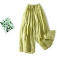 thumbnail image 2 of ZQUUVOU Dress Pants Retro Elastic Waist Straight Tube Pants Loose And Slim Wide Leg Casual Pants for Women Green, 2 of 4