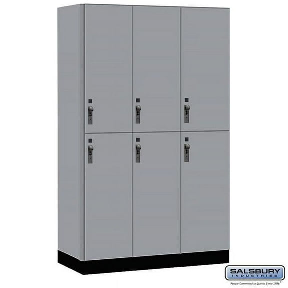 Salsbury Industries 15-42361WF 15 in. Wide Premier Wood Locker - Double Tier - 3 Wide - 6 ft. High - 21 in. Deep - Winter Fog - Hasp