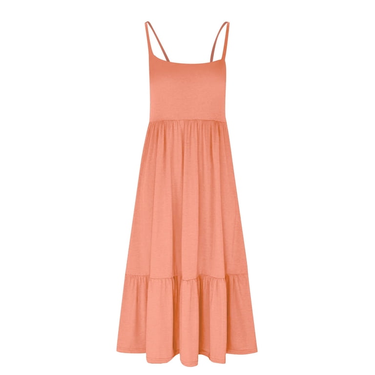 Fashion Orange Dress Old Navy NEW Goodthreads Women's Linen Tiered Midi  Dress Peach Size XS