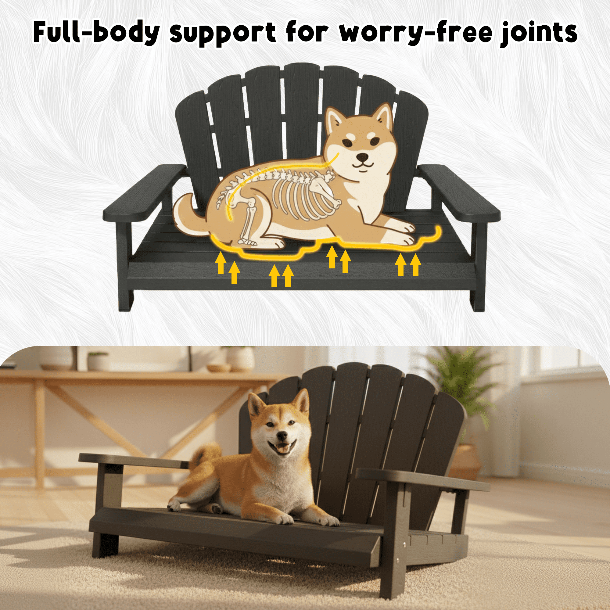 Bifanuo Resin Dog Bed,Waterproof & Washable Dog Bed, Easy to Assemble Indestructible Pet Bed,Suitable for Lliving Room,Bedroom,Patio,Garden,Black