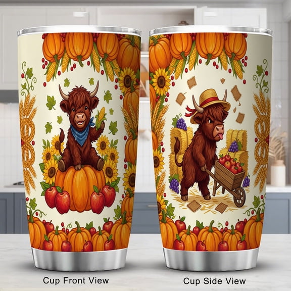 Highland Cow Tumbler 20oz Vacuum Insulated, Double-Wall Beverage Companion