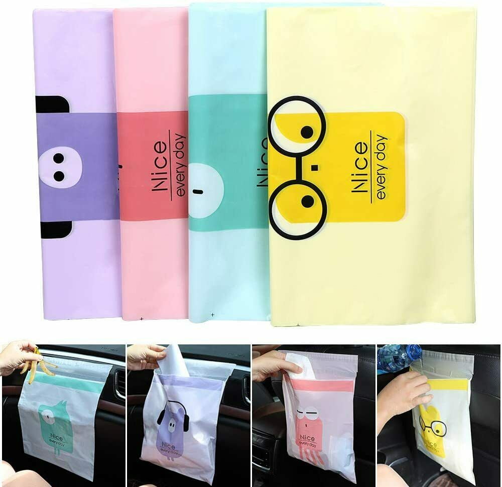 60PCS Easy StickOn Disposable Car Trash Bag Vomit Bag Storage Self