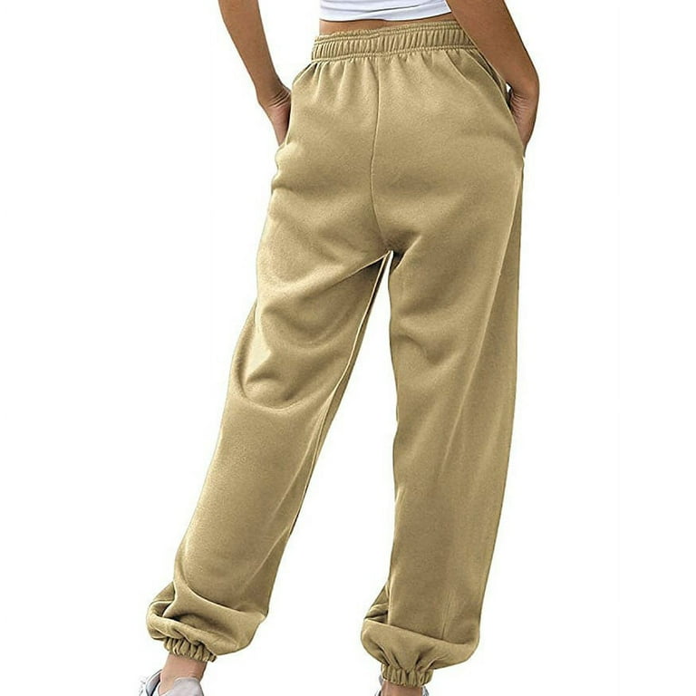 Frostluinai Cargo Pants For Women Sweatpants For Women With Pockets Baggy  Solid Elastic Waist Trousers Long Straight Pants