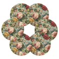 thumbnail image 2 of 6 Pcs Drink Coasters with Holder 3.94in Woven Coasters for Drinks Floral Pattern with Roses Coaster Set for Protection Table, 2 of 7