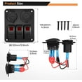 thumbnail image 5 of Waywe 3 Gang Rocker Switch Panel with USB Charger and Cigar Lighter 12V 24V Toggle Switch ON Off Rocker Switch Red for Cars Rvs Trucks, 5 of 8