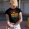 thumbnail image 2 of I Wonder If Tacos Think About Me Too - Funny Taco Lover Quote, Black T-Shirt, XL, 2 of 5