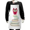thumbnail image 1 of Cartoon Kids Apron, Owl Character Sitting on a Pile of Books Doodle Style Wise Animal Illustration, Boys Girls Apron Bib with Adjustable Ties for Cooking Baking Painting, Multicolor, by Ambesonne, 1 of 2