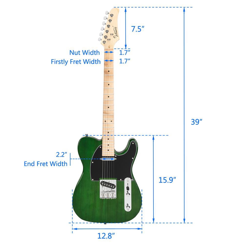 Glarry Maple Fingerboard Electric Guitar with Bag,Plectrum,Strap,Wire,Tool,Green