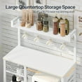 thumbnail image 5 of Bakers Rack with Power Outlet, 35.4 Inches Coffee Bar with Mesh Basket, Microwave Stand with 4 S-Shaped Hooks, Kitchen Bakers Rack with Storage, Easy to Assemble, White, 5 of 17