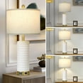 thumbnail image 5 of 27" White Ceramic Lamps for Living Room, 3-Way Dimmable Touch Ceramic Table Lamp Set of 2 for Bedroom，Rustic Farmhouse Bedside Lamp with USB A+C & Outlets, Elegant Bedroom Lamp for Nightstand, 5 of 15
